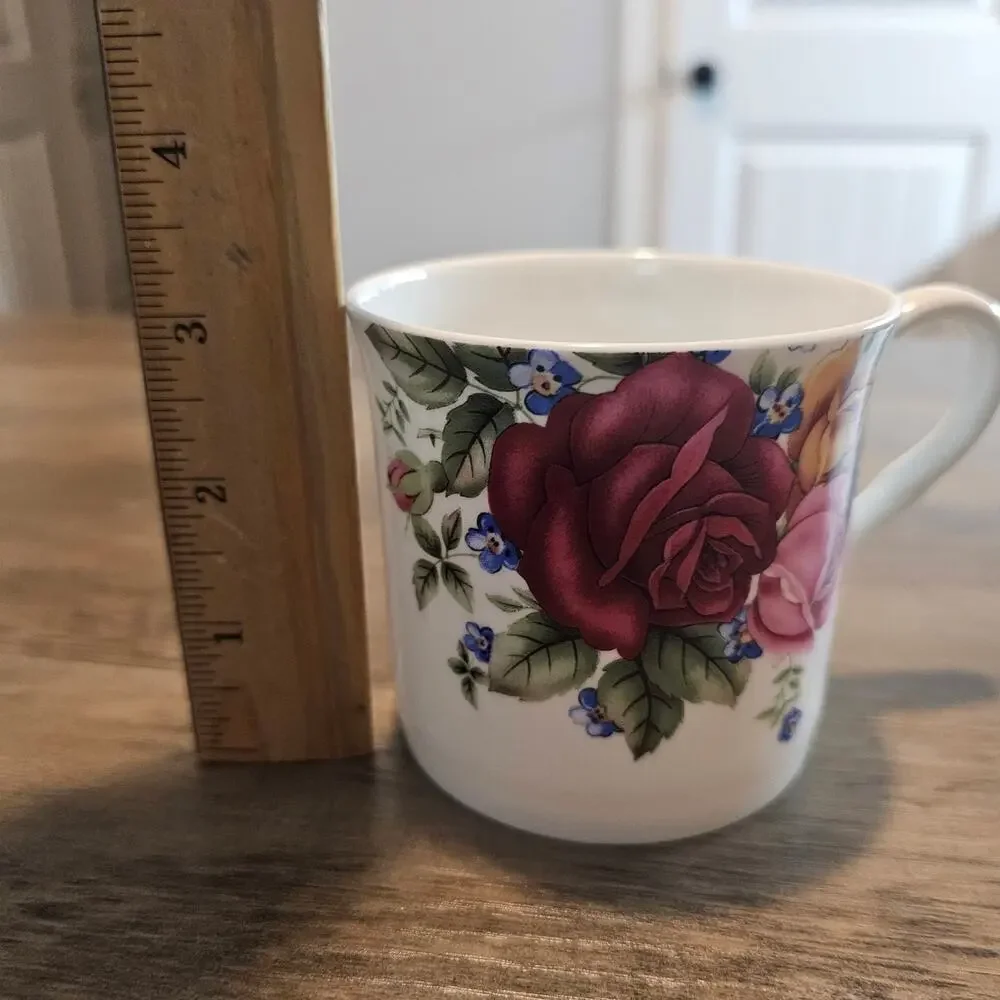 Stechol Gracie Bone China Vintage Roses Purple Pink Floral Coffee Cup Tea Flower